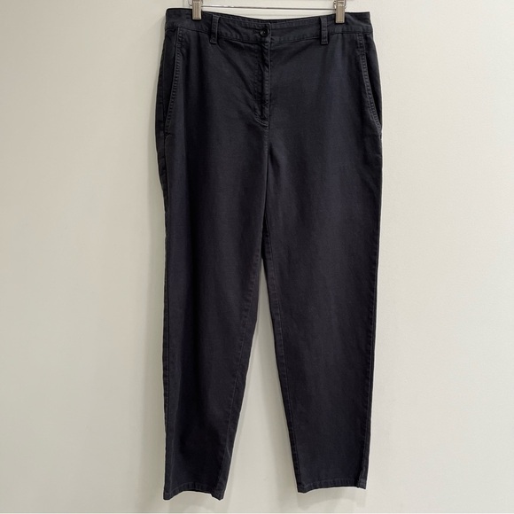 Eileen Fisher Gray Organic Cotton Hemp Blend Twill  Chino Pants Ankle Tapered 10 - Picture 1 of 8